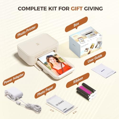 iDPRT 4×6 Photo Printer, Portable Color Picture Printer, Thermal Sublimation Mini Picture Printer, Bundle 108 Sheets Photo Paper & 2 Ribbon Cassette, Photo Printer for iPhone & Android - Thumbnail 6