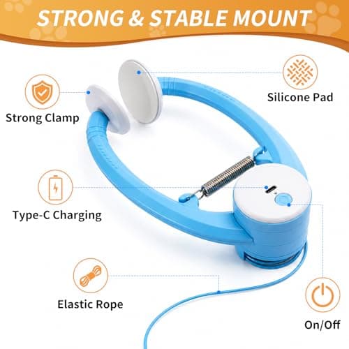 VOXGET Interactive Cat Mice Toys for Indoor Cats, Automatic Flying Feather Wand for Bored Kittens Adult Cats Self Play, Rechargeable Doorway Hanging Toy for Pets Chase Hunt Enrichment Exercise (Blue) - Thumbnail 4
