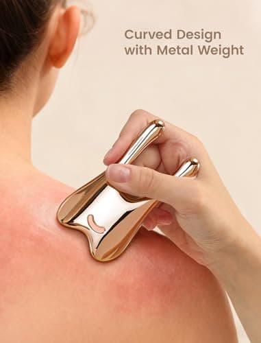 Lemove Stainless Steel Gua Sha Facial Tool - Massage Tool for for Face, Jawline Shaper, Reducing Double Chin, Whole Body Gua Sha Tool, Lymphatic Drainage Massager, Facial Skin Care - Gold - Thumbnail 4