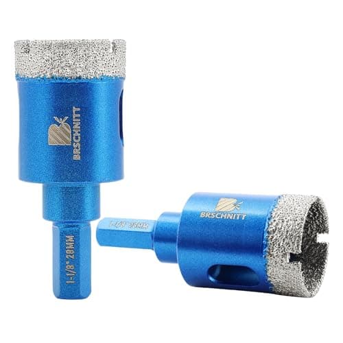 Dry Diamond Core Drill Bit Set,BRSCHNITT 2pcs 28mm Diamond Hole Saw Core Drill Bit with Hex Shank for Porcelain Tile Ceramic Stone Granite Marble - Image 1