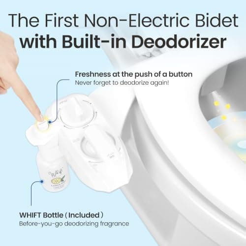 WHIFT 320 Bidet Dual Nozzle, Built-In Deodorizing Spray, Warm Water, Non-Electric Bidet Attachment For Toilet Seat, Easy Slide-In Install, Rear & Feminine Wash, LUXE Bidet (White) - Thumbnail 2