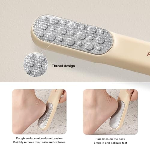 VISDOLL Double-Sided Stainless Steel Foot File, Foot Callus Remover & Foot Scrubber, Professional Pedicure Tool for Dry & Wet Feet, Fast Hard Skin & Dead Skin Remover with Non-Slip Grip, Orange - Thumbnail 4