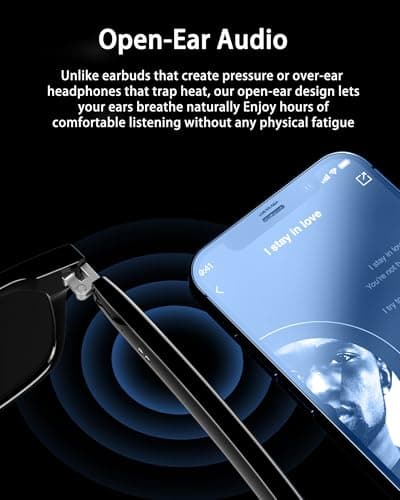 Orpnkna Smart Glasses, Bluetooth Glasses with Auto On/Off, Open-Ear Audio, Voice Assistant, Unisex Design for Men and Women - Thumbnail 5
