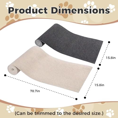 huraty 2 Pcs Cat Scratching Mat, Trimmable Cat Scratchers Furniture Protector Scratching Pad Cover Replacement for Cat Climbing Post Tree Sofa Couch Wall, Beige 78.7"x15.8" - Thumbnail 2