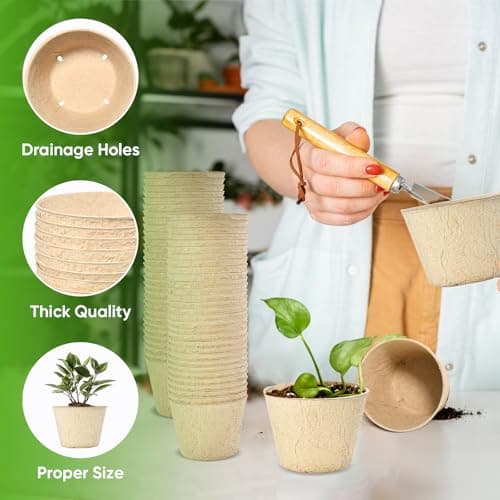 Chunsvia 60 Pack 4 Inch Seed Starter Peat Pots with Plant Labels - Thumbnail 3
