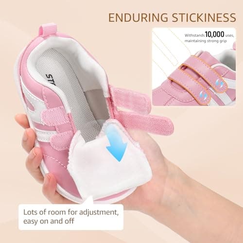 STQ KIDS Toddler Girl Shoes Wide Toe Box Barefoot Shoes Fashion Kids Sneakers Lightweight Zero Drop First Walking Tennis Running Shoe Preschool Daycare Water Pink Toddler Size 10 - Thumbnail 6
