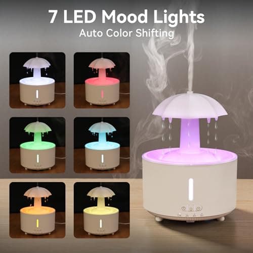 Missfly Aromatherapy Diffuser,Clouds and Cool Mist Humidifier,360° Rotatable,Super Quiet, Easy to Fill & Clean, Auto Shut-Off,300ml Humidifiers for Bedroom Home and Office (White) - Thumbnail 3