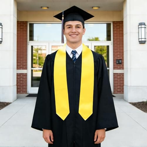 Oeyliz Graduation Stole Class of 2026 Stoles for Graduation 2026 Unisex Adults Blank Graduations Stole 72 Inch Plain Gold Graduations Stoles - Thumbnail 5