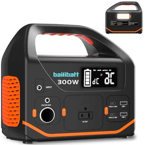 BailiBatt 300W Portable Power Station, 266Wh Solar Generator with 7 Outputs & Dual USB-C PD (24W+18W), 110V Pure Sine Wave AC, 6.5lb Lightweight Battery Backup for Camping, CPAP RV Home Blackout - Image 1