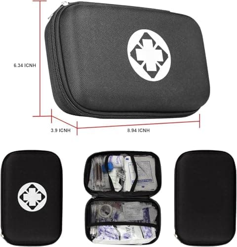 279PCS Small Travel First Aid Kit Supplies for Business, First Aid Emergency Set Backpacking Essentials Items Trauma Survival Kits for Outdoor Adventure, Black AMORNING - Thumbnail 6