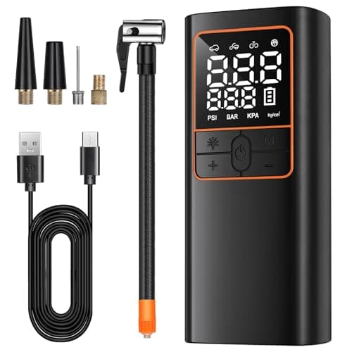 LAMONKE Tire Inflator Portable Air Compressor, 2X Faster Inflation Car Tire Pump Cordless, 150PSI Air Pump for Car Tires, Motorcycle, Bike, Ball, with Tire Gauge Pressure