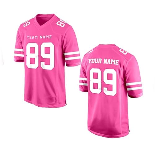 Rose Red Custom Football Jersey for Women Men Team Clothing Name Number Jerseys Personalized Shirt Youth Kids Customized Football Uniform Fans Birthday Gift - Thumbnail 6
