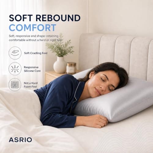 ASRIO Silicone Pillow, Cooling 4D High Resilience Cervical Support for Neck Pain Relief, Hypoallergenic, Ideal for Side Sleepers & Post-Surgery Care (Standard, (Comfort Pillow)) - Thumbnail 2