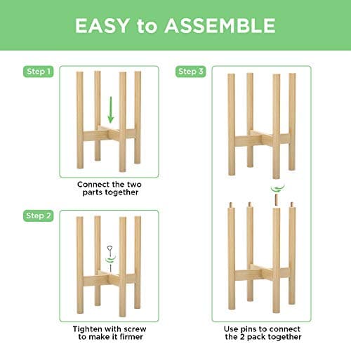 MUDEELA 2 Pack Indoor Plant Stands, 2 Tier Tall Plant Stand 30 inches, Mid Century Bamboo Plant Stand, Adjustable Width 8 - 12 inches, Fits Pot Size of 8 9 10 11 12 inches Pot & Plant Not Included, Natural - Thumbnail 6