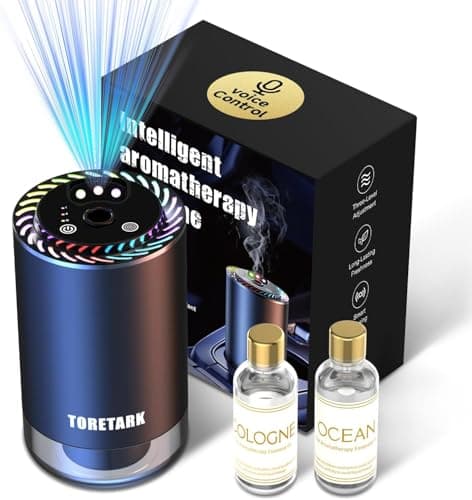 Smart Car Air Freshener Diffuser Voice Control with Starry Projection Light, 3 Adjustable Modes Intelligent Aromatherapy for Essential Oil, Smart Auto On/Off, Voice Edition (Cologne + Ocean) - Image 1