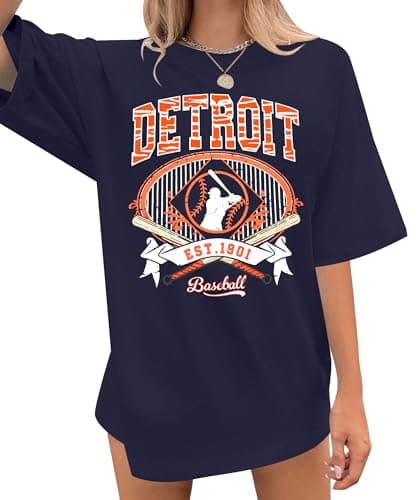 Baseball Shirt Women Oversized Baseball Game Day Shirts Baseball Fan T-Shirt Baseball Mama Short Sleeve Tee Top Dark Blue - Image 1