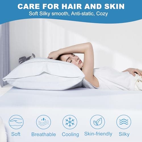 LOVSTOY Cooling Pillow Cases Body Size, Breathable Cool Pillowcases for Hair Skin and Hot Sleepers, Soft Silky Summer Pillow Cover with Envelope Closure, White, 20"x54" - Thumbnail 6