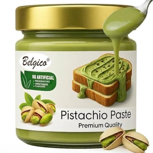 Belgico Pistachio Cream–Pistachio Butter, Pistacho Paste and Spread and Sauce for Dubai Chocolate Bar and Dubai Chocolate Filling ,Kataifi & Cookies–Crema de Pistacho Pasta – 7oz(200g) - Image 1