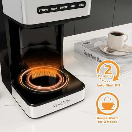 REVOTRA 12 Cup Programmable Coffee Maker, Hot and Iced Coffee Makers, Regular & Strong Brew Drip Coffee Machine, 1-4 Cup, 24H Timer, Auto Shut-Off, Keep Warm, Pause & Serve - Thumbnail 3