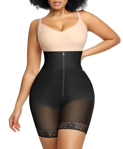 SHAPELLX Shorts Tummy Control High Waisted Body Shaper Shorts Shapewear for Women Tummy Control Slip Shorts Butt Lifting Shapewear Zipper Higher Power Shorts (Black, 5X-Large) - Image 1