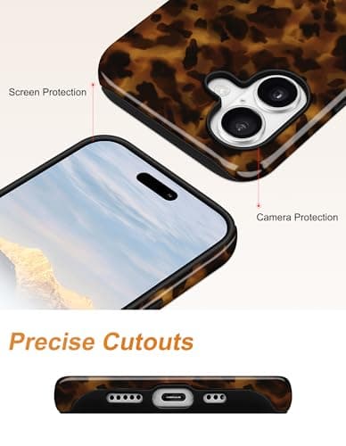 Aitipy Magnetic Little Tortoise Shell Phone Case for iPhone 15 Pro, Compatible with MagSafe, Cute Brown Aesthetic Leopard Print Soft TPU Hard PC Shockproof Protective Phone Cover for Women Girls - Thumbnail 5