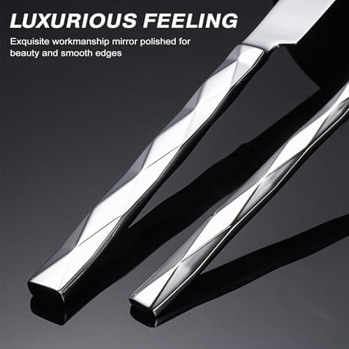 20-Piece Silverware Set, Premium Flatware Set for 4, 18/10 Stainless Steel Cutlery with Diamond Cut Pattern for Dinner, Kitchen, Home, Wedding, Party, Dishwasher Safe - Thumbnail 4