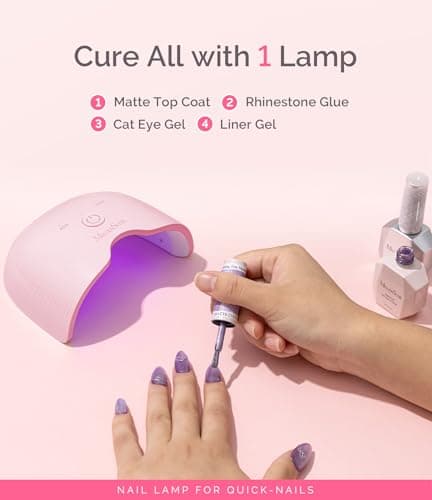 MelodySusie Mini Cordless UV Nail Lamp, P-ART06G Rechargeable Portable LED UV Light with Smart Sensor, 4-Finger Curing for All Soft Gels, Especially Half-Cured Gel, Base Coat & Top Coat, Pink - Thumbnail 5