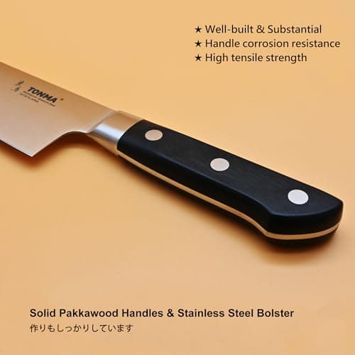 TONMA Japanese Chef Knife MADE IN JAPAN 8.2 inch Full Tang Traditional Handcrafted Stainless Steel Kitchen Knife, Professional Classic Gyuto for Gift Giving, Razor-Sharp & Highly Durable - Thumbnail 3