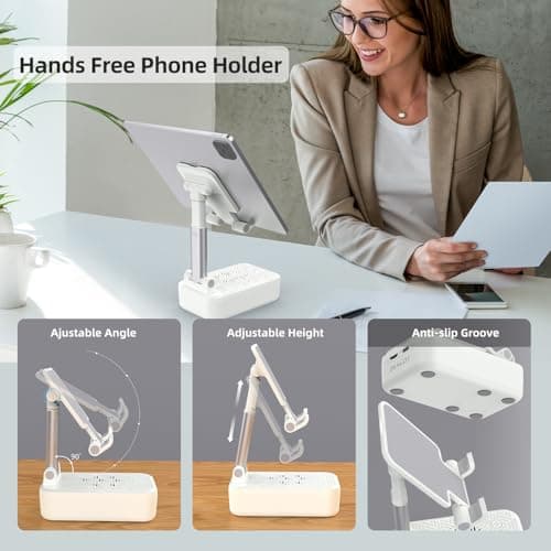 ZEALOT Cell Phone Stand with Wireless Bluetooth Speaker, Phone Holder and Wireless Induction Speaker Amplifier Dock,Gifts for Women Men Dad Mom Him Her-White - Thumbnail 4