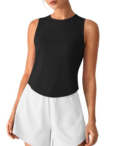 G4Free Workout Tank Tops for Women High Neck Sleeveless Tanks Running Gym Athletic Yoga Top (Black,M) - Image 1