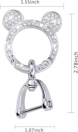 XUPEIXUN Bling Keychain, Carabiner Keychain with Key Ring, Cute Rhinestone Crystal Key Chain for Women - Thumbnail 3