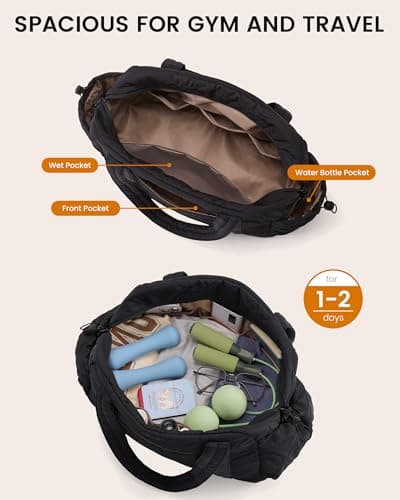 LOVEVOOK Duffle Bag for Travel, Puffer Weekender Gym Bags for Women with Toiletry Bag, Lightweight Carry on Overnight Bag Hospital Bag, Personal Item Bag for Airplanes - Thumbnail 3