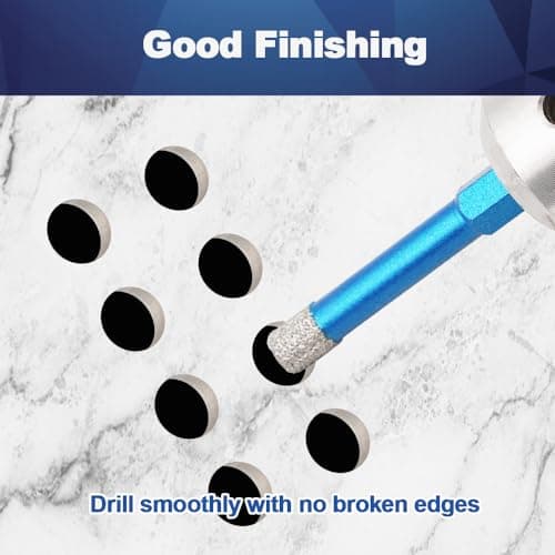 Diamond Drill Bit 1/5 1/4 5/16 3/8 1/2 inch - BRSCHNITT 1/4 inch Masonry Drill Bits Set for Porcelain Tile Ceramic Stone Granite Marble,Hex Shank Diamond Hole Saw Drill Bit(6pcs/Pack) - Thumbnail 5