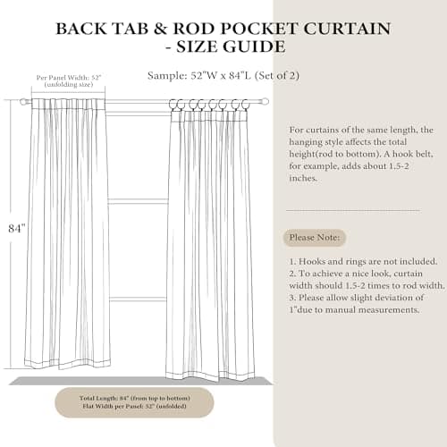 NICETOWN Beige Room Darkening Curtains for Backdrops, Thermal Insulated Noise Reducing Velvet Curtains for Film, Extra Long Window Curtains for Large Door Windows (2 Panels, 52" Wide x 134" Long) - Thumbnail 2