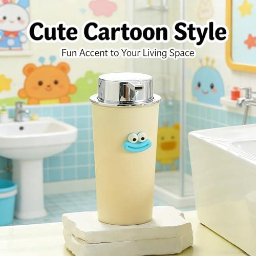 Foaming Soap Dispenser with Leak-Proof Lock, Rapid Rich Foam, 16.5×8cm/6.5×3.15in Large Capacity, PP+ABS Material, Cute Cartoon Design for Bathroom Kitchen Home Travel Dorm RV Hotel - Thumbnail 6