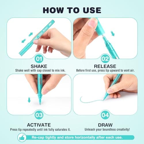 HOTU Glitter Markers Pens, 18 Colors Glitter Gel Pens 0.7mm Extral Fine Tip Paint Marker For Rock Painting,Scrapbooking, DIY Craft, Making Cards, Journaling, Doodling, Projects,Nail Art - Thumbnail 5