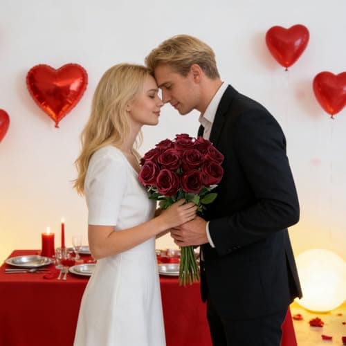 Wenhuidr 12pcs Dark Red Roses Artificial Flowers – Realistic Silk Velvet Fake Rose with Long Stems for Valentines Day Wedding Bouquets Home Decoration Party Centrepieces & DIY Floral Arrangements - Thumbnail 2