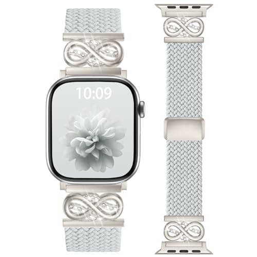 Designer Infinity Strap Compatible with Apple Watch Band 45mm 44mm 46mm 49mm, Nylon Fabric Woven Braided Magnetic Clasp Elastic Stretchy Bands for iWatch Series 11 10 9 8 7 6 5 4 SE/Ultra 3 2 1 - Image 1