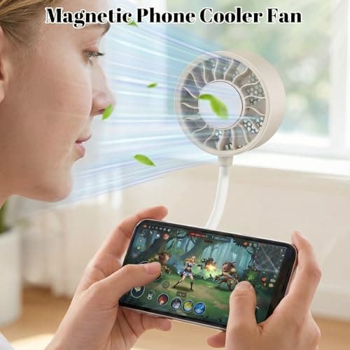 Magnetic Phone Clip Fan, Portable USB Rechargeable Personal Fan with 360° Flexible Gooseneck, 3 Speed Adjustable & Ultra-Wide Airflow, for iPhone, Shirt, Office, Desktop & Outdoor Travel (Begie) - Thumbnail 3