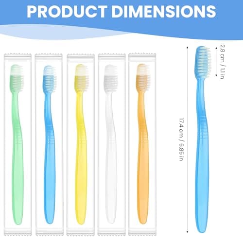 ACSKD 100 Pack Disposable Toothbrushes Bulk, Soft Bristle Travel Tooth Brush,Individually Wrapped Toothbrushes for Homeless Gift Hotel Camping Travel - Thumbnail 2