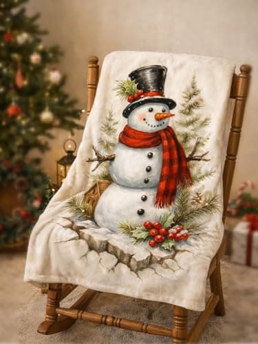 Carastora Christmas Snowman Blanket, Soft Plush Flannel Blanket, Suitable for beds, Sofas and Winter Decoration, Warm and Comfortable Holiday Blanket, Suitable for Children and Adults- 40x50 in - Thumbnail 6