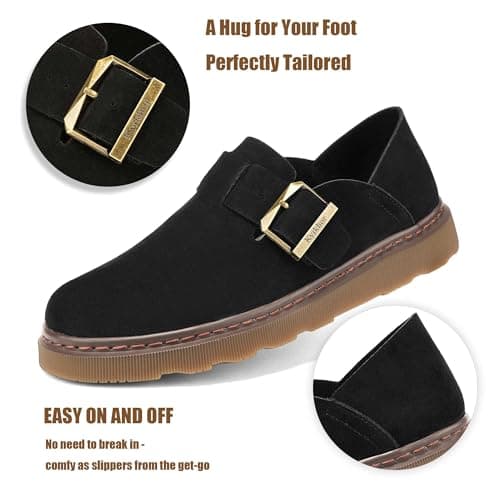 KYIKHOR Women's Comfortable & Lightweight Suede Leather Penny Loafers Slip-Ons Cute Business Casual Dress Shoes Work Office Flats Everyday Walking Shoes Driving Mocs for Women Black,6 M US - Thumbnail 5