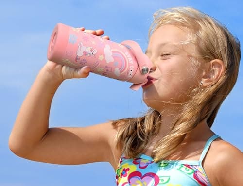 DLOCCOLD Kids Insulated Water Bottle with Leak Proof Straw Lid, Double Wall Vacuum Stainless Steel Water Bottle with Silicone Boot, Reusable Tumbler for Travel, Boys, Girls - Thumbnail 3