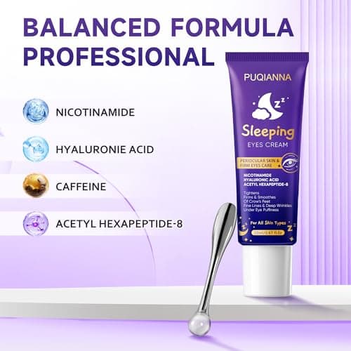 Sleeping EYES CREAM by PUQIANA - Infused with Acetyl Hexapeptide-8, Caffeine, Niacinamide & Hyaluronic Acid, Lifting, Hydrating, Wrinkle-Reducing & Soothing for Delicate Eye Area - Thumbnail 4