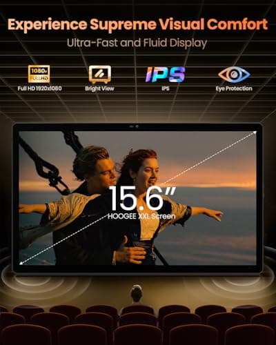 HOOGEE 15.6 Inch Pro Tablet Android 14 Large Tablets 2025 Helio G99 Octa-Core 12GB+128GB, 1TB Expandable, 1080P 12000mAh 15W Fast Charge - Thumbnail 5