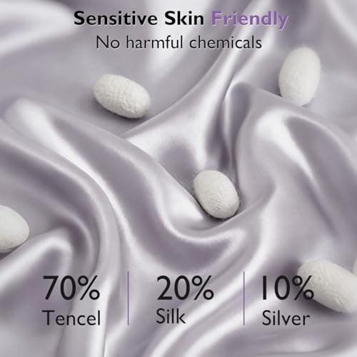 Silver Infused Pillowcases – Cooling Pillow Cases with Silk, Softness Breathable Temperature-Regulating Pillow Cover, Odor Control Freshness Sleep for Hot Sleepers - 2 Pack, SilverGrey Queen 20"x30” - Thumbnail 4