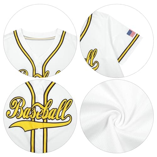 Baseball Shirt Jersey Women Baseball Player T-Shirt Game Day Fan Graphic Tees Button up Short Sleeve White - Thumbnail 6