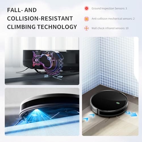 JEBRO 2 in 1 Robot Vacuum and Mop Combo, 3500 Pa Suction, 120 Min Runtime, 2.9" Slim, App/Voice/Remote Control, Self-Charging for Pet Hair, Hard Floor, Carpet - Thumbnail 5
