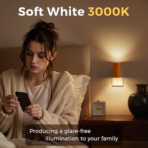 L LOHAS LED Night Light, Modern Night Lights Plug into Wall, 2 Pack Dusk to Dawn Sensor Nightlights, 3000K 0-100LM Adjustable Brightness, Dimmable Night Lights for Hallway Bedroom Stairway - Thumbnail 4