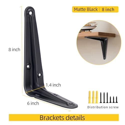 AINVLPRO Heavy Duty Small Shelf Bracket – One-Piece Wall Mounted Metal L Bracket for DIY Floating Shelves, Strong Support for Wood Planks, Garage, Kitchen, Storage 20 Pack - Thumbnail 3